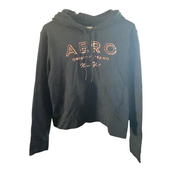 Aeropostale Black Hoodie with Orange Accents - Picture 2 of 5